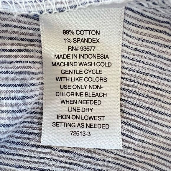 A.N.A. New Long Sleeve Peasant Boho Gray Striped Ruffle High Neck Blouse Top - Picture 13 of 16